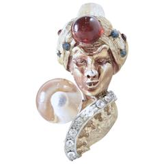 Vintage Har Genie Art Glass Crystal Brooch