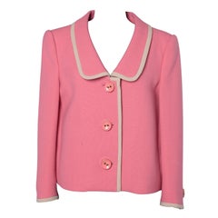 Pink wool single-breasted  jacket with pink buttons Prada 