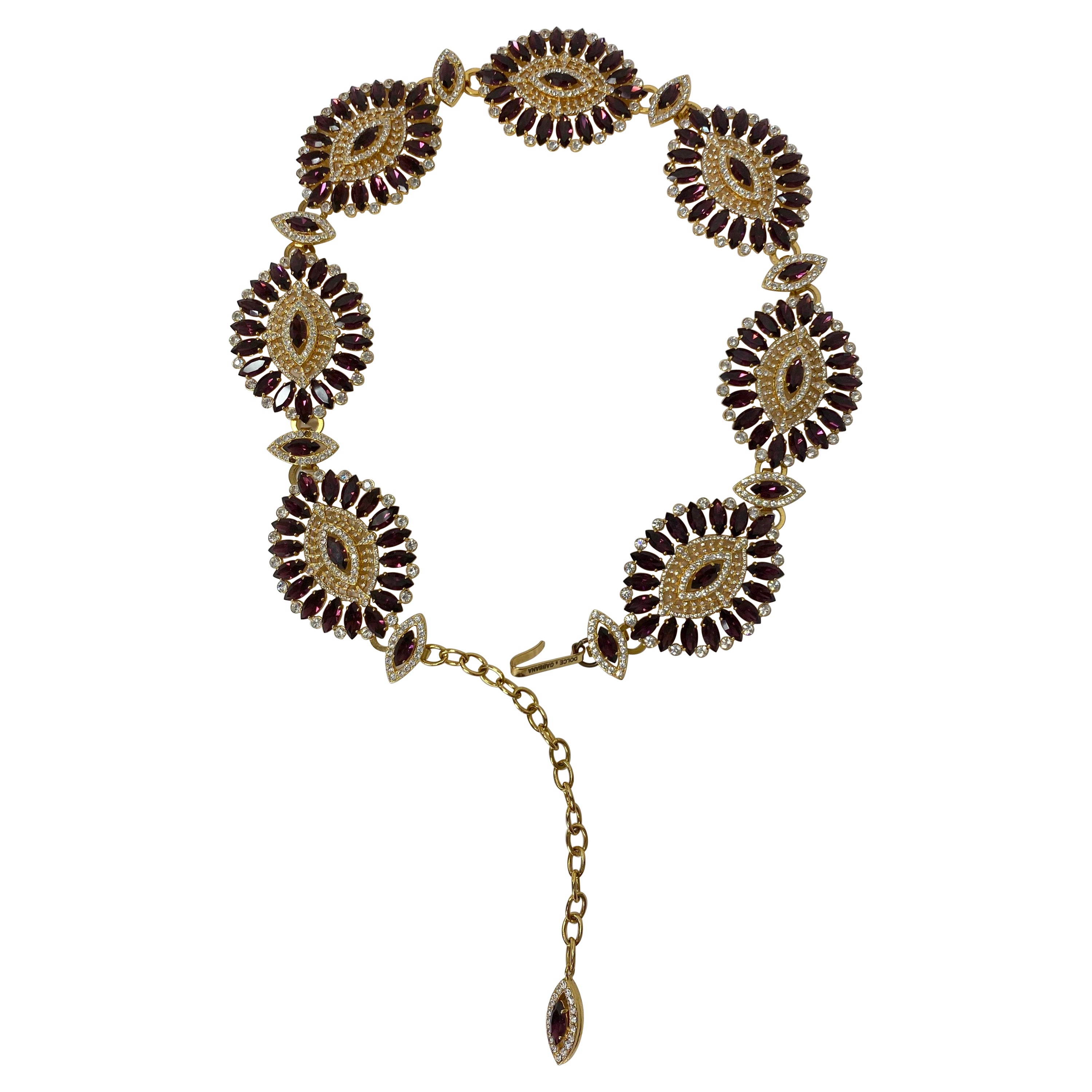2000's Vintage Dolce & Gabbana Crystal Embellished Belt / Necklace For Sale