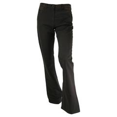 Chanel Brown Denim and Leather Pants 7