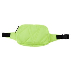 Valentino Neon Green Nylon V Logo Signature Flou Belt Bag