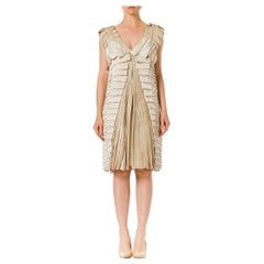 1990S MAURIZIO GALANTE Ecru Haute Couture Silk Charmeuse Artfully Hand-Pleated C