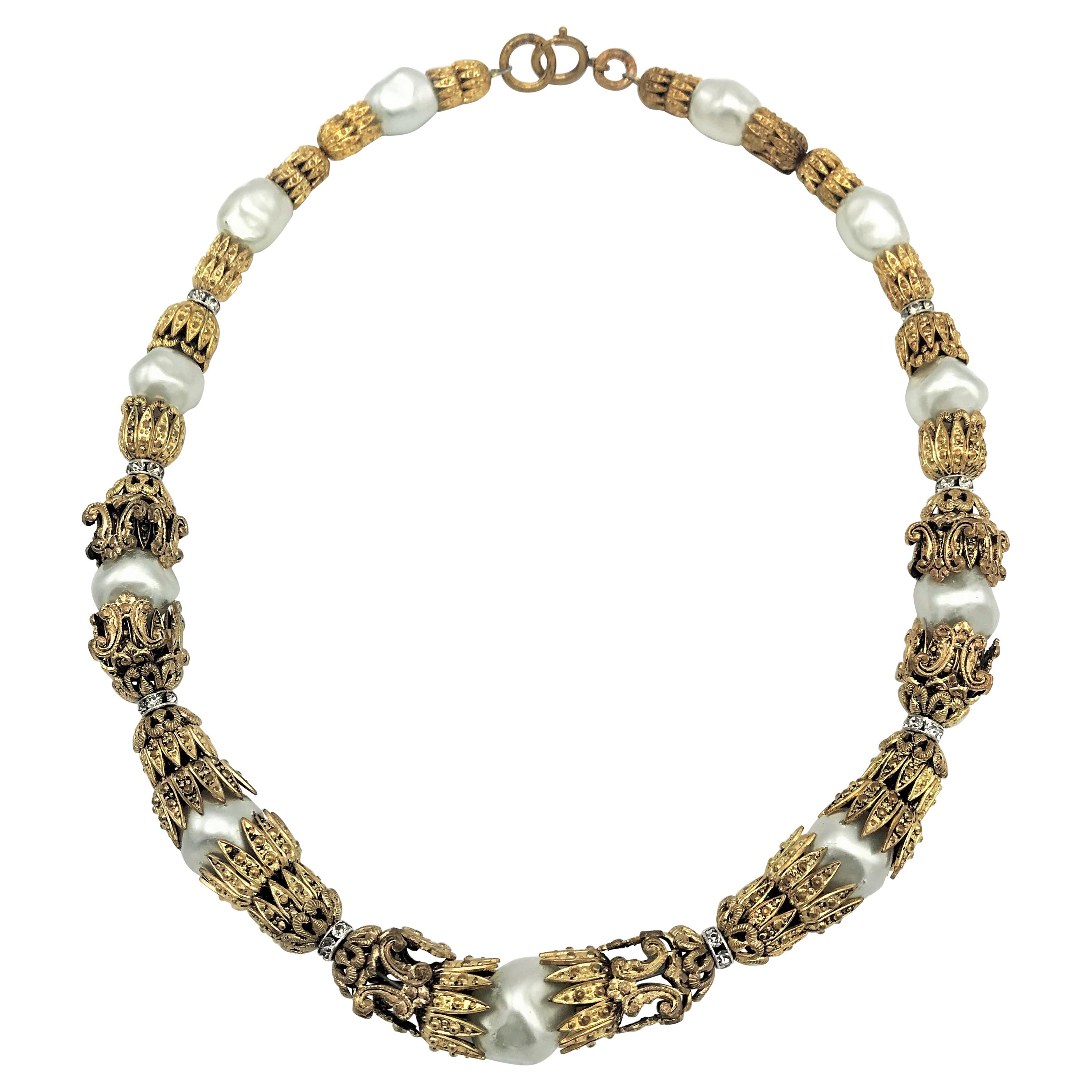 Sold at Auction: Chanel 1984 Gripoix Glass Gold Tone Necklace