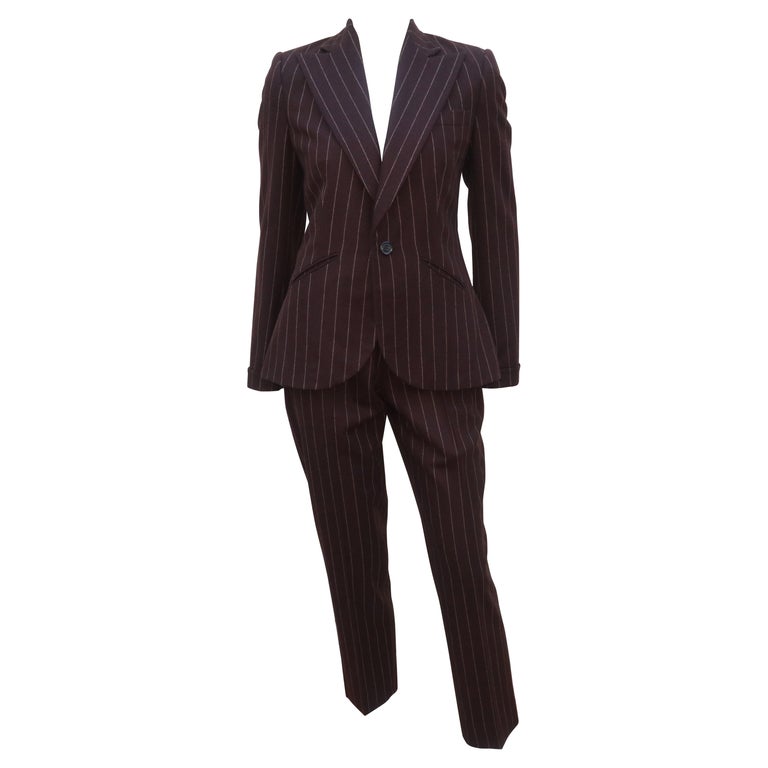 Ralph Lauren Collection Brown Wool Pinstripe Pant Suit at 1stDibs | ralph  lauren pant suits, ralph lauren pantsuit, womens brown pinstripe suit