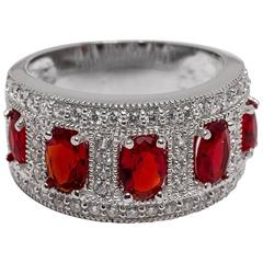 Faux Diamond Ruby Band Cocktail Ring 1