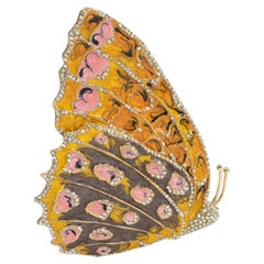 Retro Valentino Oversized Jeweled Butterfly Pin Brooch