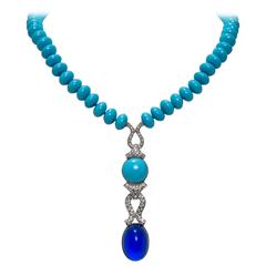 Elegant Faux Turquoise Sapphire Drop Necklace 3