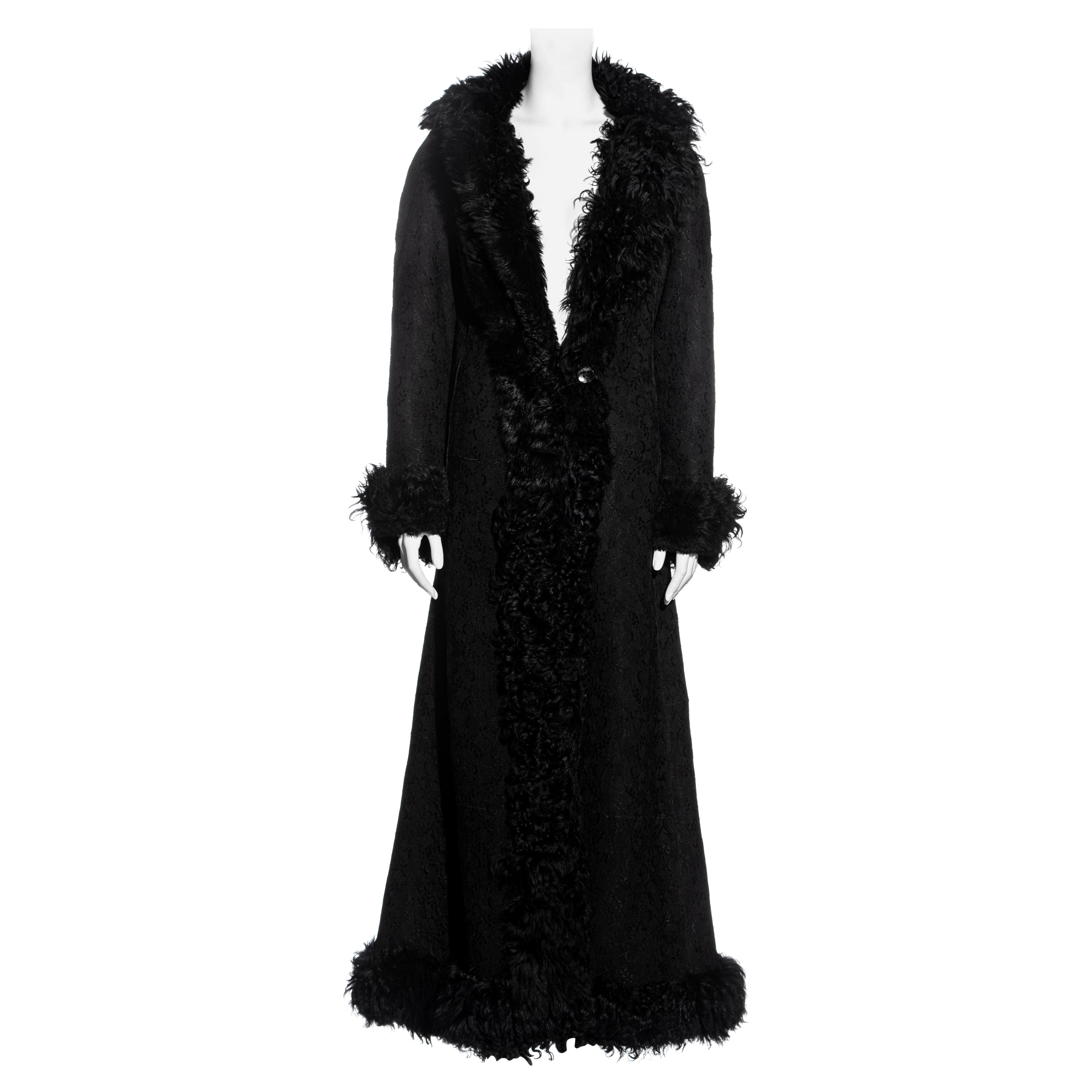 Christian Dior by John Galliano black full length lamb and lace coat, fw 2001 For Sale