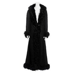 Christian Dior by John Galliano black full length lamb and lace coat, fw 2001