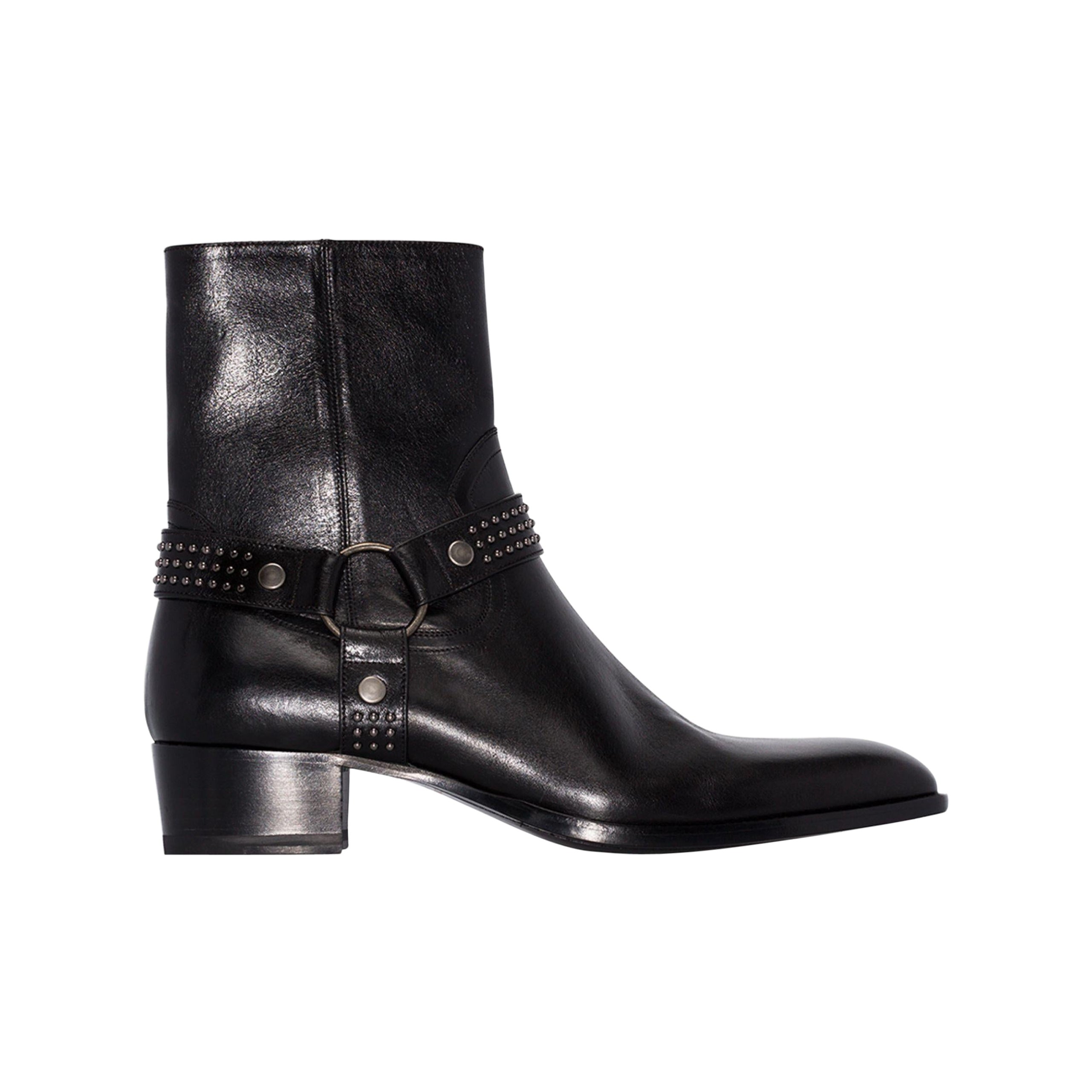 Saint Laurent Mens Wyatt 40 Stud Black Leather Boot Size 43 For Sale at  1stDibs