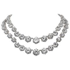 Bergdorf Goodman Magnificent Two Strand Faux Diamond Necklace 