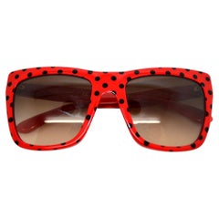 Dolce & Gabbana Oversized Sunglasses in Red Plastic with Black Dots