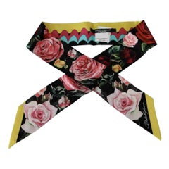 Dolce & Gabbana Flower Roses Print Silk Scarf in Multicolour
