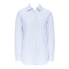 EQUIPMENT Femme 100% cotton blue vertical white stripe boyfriend shirt XS