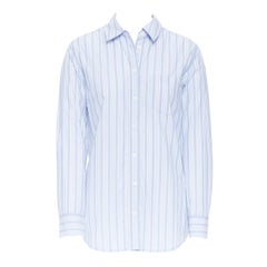 EQUIPMENT Femme 100% cotton blue vertical white stripe boyfriend shirt XS