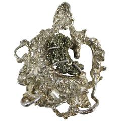 Large Hand Crafted Sterling Silver Pyrite Pendant 12