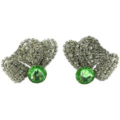 Yves Saint Laurent YSL Goossens Massive Vintage Rare Crystal Clip-On Earrings