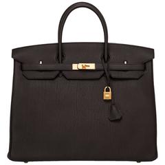 Hermes HSS Black And Indigo Togo Birkin 40cm Brushed Gold Hardware