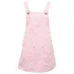 Versace Jeans Couture Pink Plaid Overall Dress with Medusas