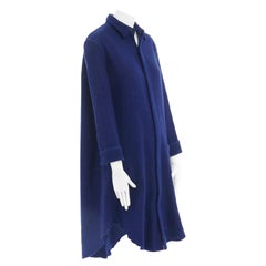 YOHJI YAMAMOTO blue boiled wool concealed button long length coat shirt jacket S