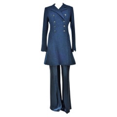 A Chanel Haute Couture Evening Lamé Pyjamas and Woollen Coat Circa Numbered 1980