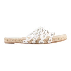 Hermès White Ancone Espadrille Sandals, Size 38