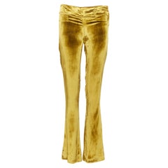 GALVAN gold yellow velvet flared wide leg pants trousers FR34 US2 XS
