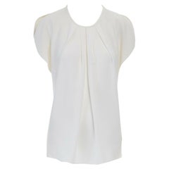 BALENCIAGA 2012 white crepe rounded sleeves blouse top FR36 S
