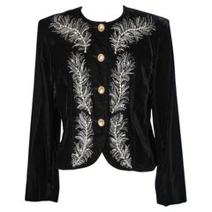 Black velvet evening jacket with silver embroidered Christian Dior Boutique 