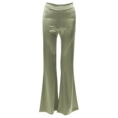 GALVAN 100% silk green flared wide leg trousers pants FR34 US2 XS