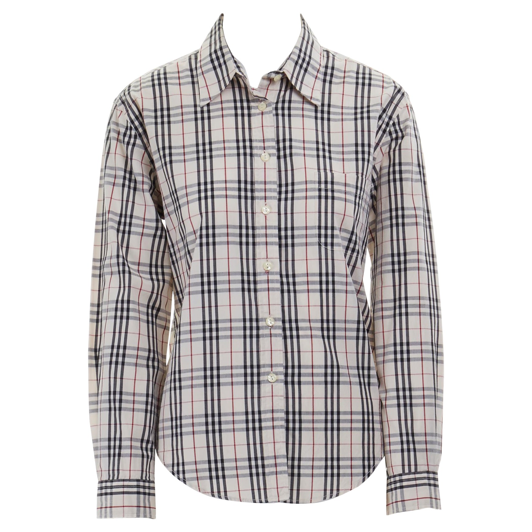vintage BURBERRY House Check cotton long sleeve slim fit shirt top M For  Sale at 1stDibs | vintage burberry shirt