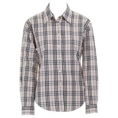 vintage BURBERRY House Check cotton long sleeve slim fit shirt top M