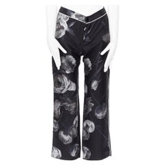 F.R.S. FOR RESTLESS SLEEPERS 100% silk black floral print pyjama pants S 27"