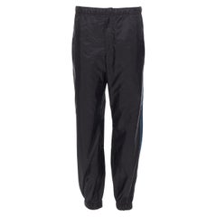 nouveau PRADA Nylon 2018 pantalon de survêtement gabardine noir bleu à rayures latérales L