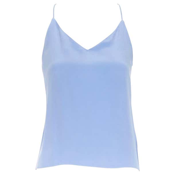 J.CREW 100% silk light blue V-neck spaghetti strap camisole slip top ...