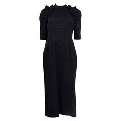 ERDEM - Robe droite noire et blanche MARGARETTA POLKA DOT MIDI 12 M