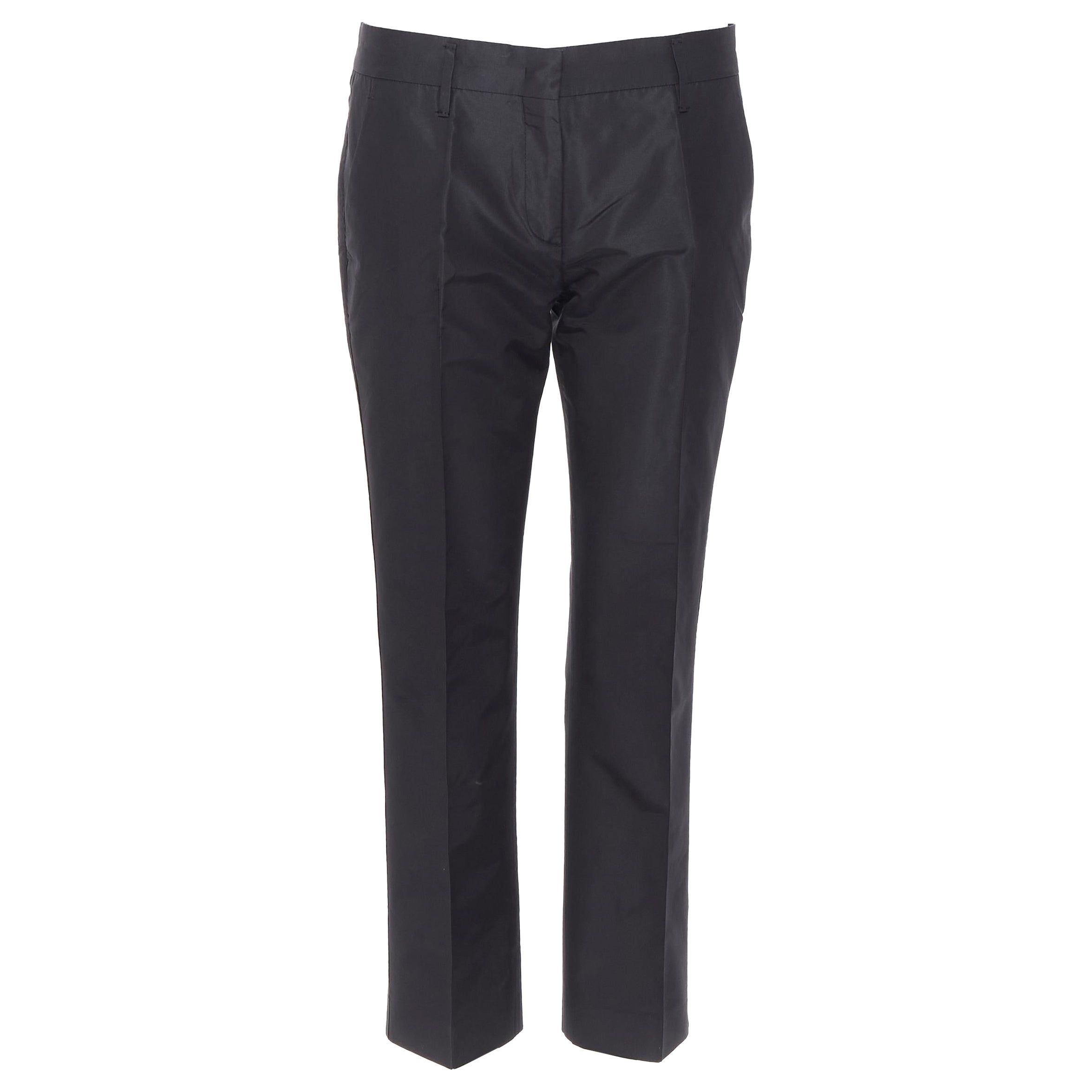PRADA 2009 black silk polyester pleat front 4-pocket trousers pants IT40