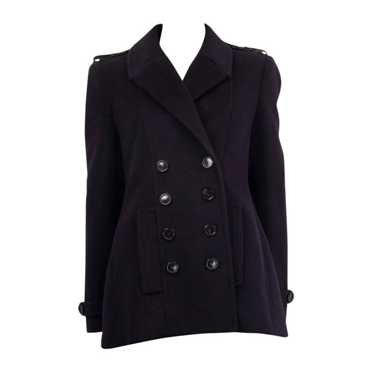 BURBERRY LONDON midnight blue wool and cashmere PEACOAT Coat Jacket 10 M  For Sale at 1stDibs