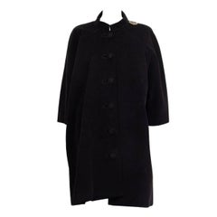 BALENCIAGA black cotton OVERSIZED VELVET Short Sleeve Coat Jacket 36 XS
