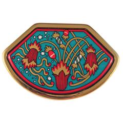 Hermes Enamel Brooch With Original Box 