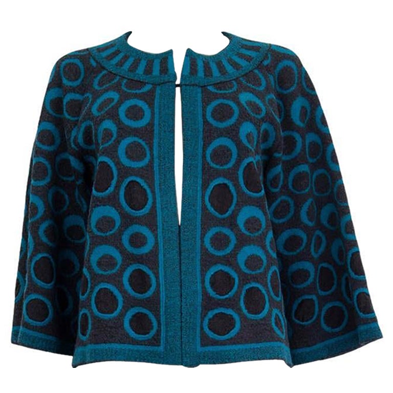 HAAT ISSEY MIYAKE petrol blue CIRCLE Cardigan Sweater 2 M For Sale