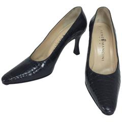 Rene Mancini black alligator high heeled pumps 37