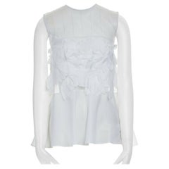 ANNA SAMMARONE white sheer mesh floral petal flared hem sleeveless top IT38