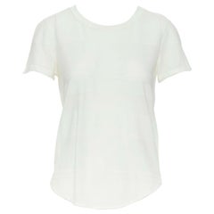 3.1 PHILLIP LIM white cotton jacquard jersey semi see-through t-shirt top S