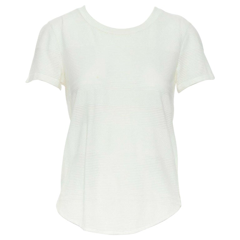 3.1 PHILLIP LIM white cotton jacquard jersey semi see-through t-shirt ...