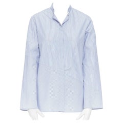 THE ROW - Chemise asymétrique boutonnée à bandes en coton 100 % bleue taille US 2