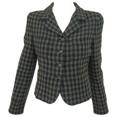 Chanel navy & cream open weave check cropped jacket 
