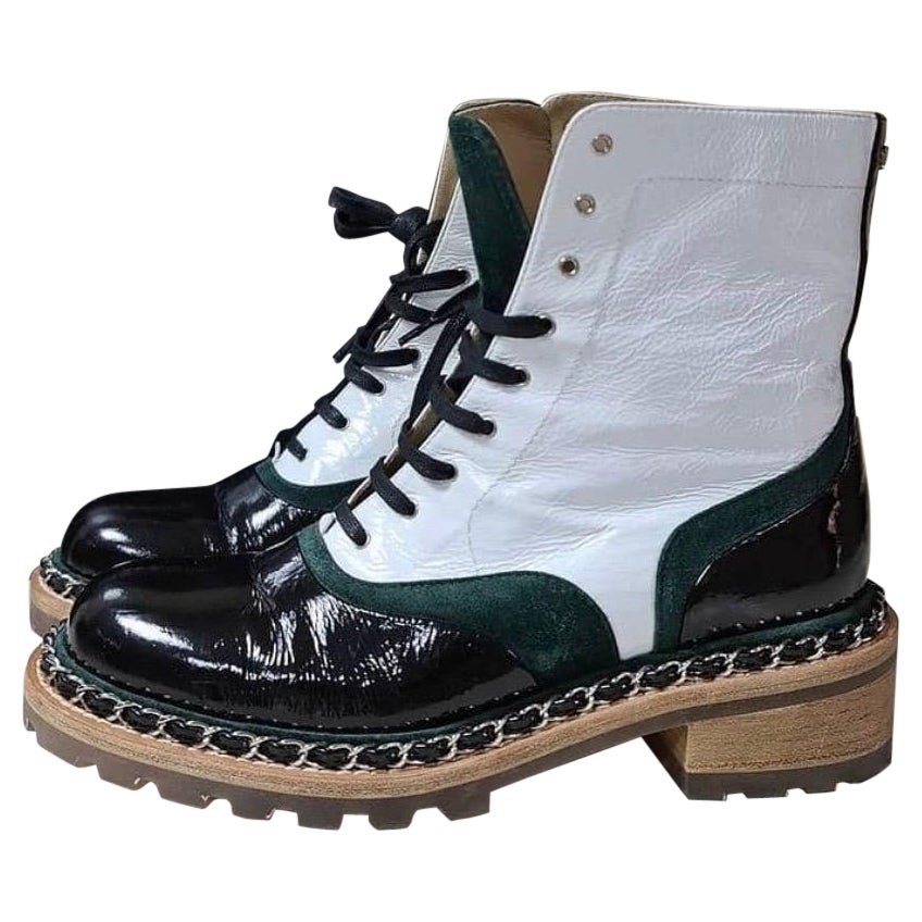 CHANEL Salzburg 2015 Suede Patent Calfskin Boots 