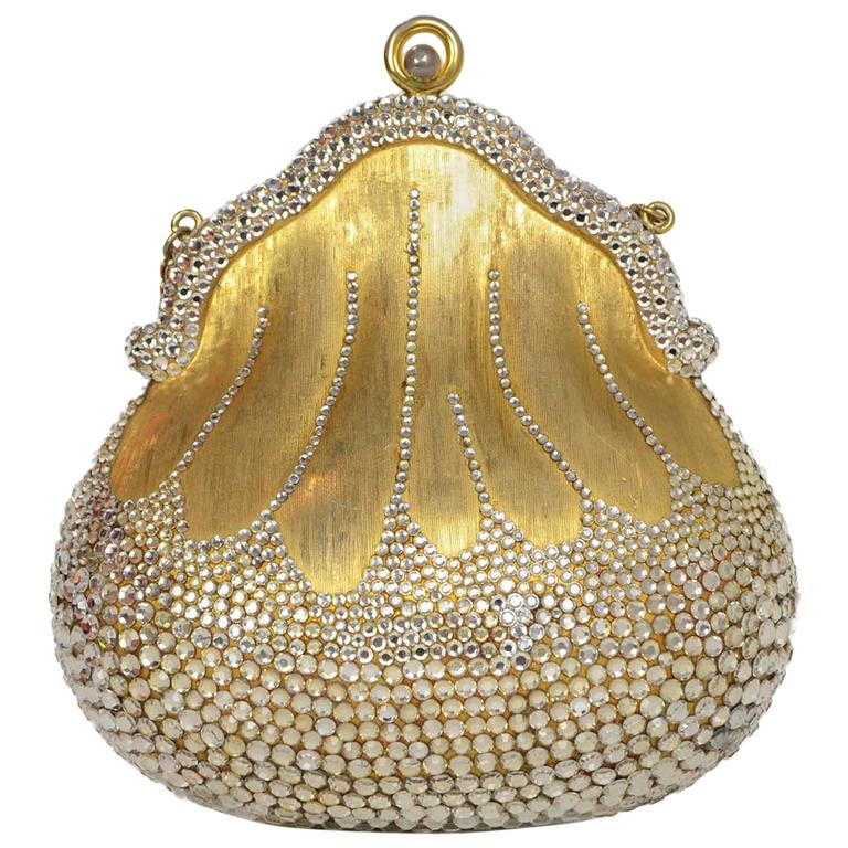 Judith Leiber Vintage '90s Crystal Minaudiere Evening Bag GHW For Sale