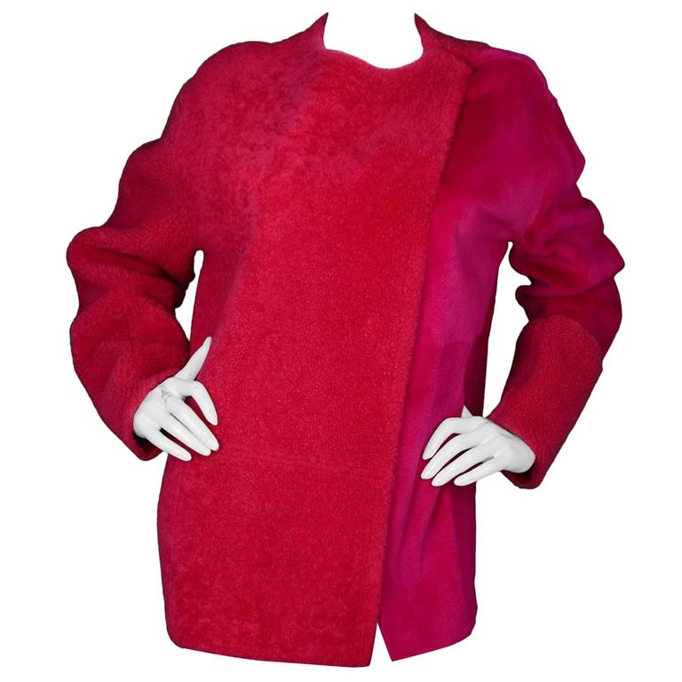 Fendi 2013 Pink Shaved Mink and Shearling Coat sz 36 rt. 13,000 For